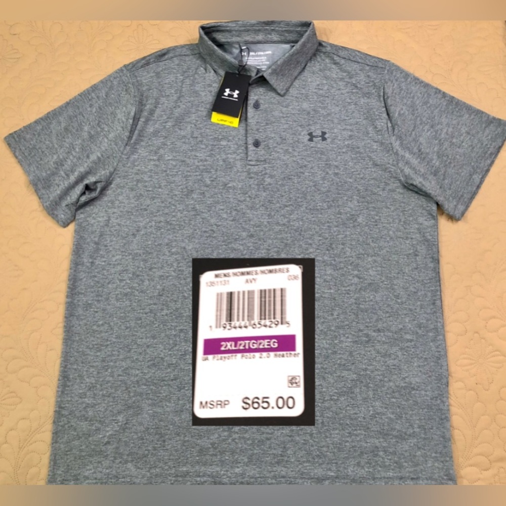NEW..MEN 2XL UNDER ARMOUR PLAYOFF  POLO 2.0 HEATHER (PITCH GRAY)